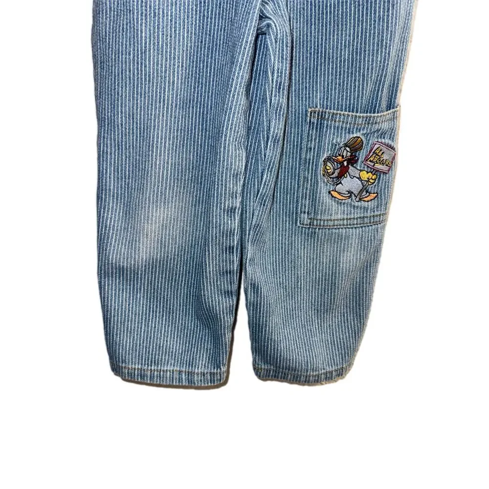 Vintage Disney Mickey's Express railroad stripe denim overalls in size 3T